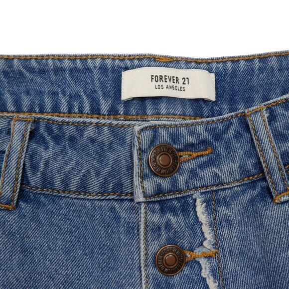 Forever 21 Shorts Womens Size 29 High Rise Button Fly Distressed Blue Cotton - Picture 6 of 9